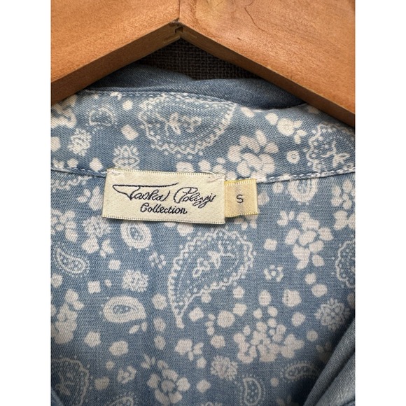 Tasha Polizzi Small Denim Shirt Westerncore Boho floral embroidered Pearl Snap - Picture 2 of 10